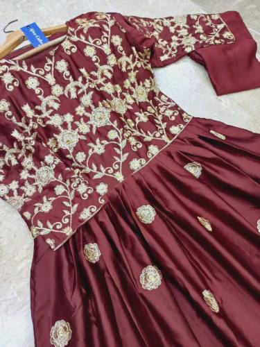Front,Border Sleeves Embroidery With *Handwork Nug* Long Maxi 2Pcs