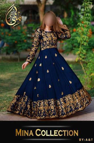 Front,Border Sleeves Embroidery With *Handwork Nug* Long Maxi 2Pcs