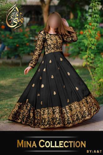 Front,Border Sleeves Embroidery With *Handwork Nug* Long Maxi 2Pcs