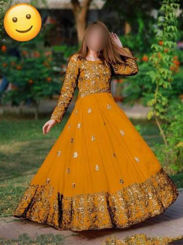 Front,Border Sleeves Embroidery With *Handwork Nug* Long Maxi 2Pcs