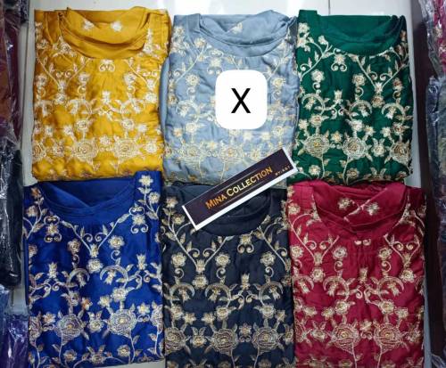 Front,Border Sleeves Embroidery With *Handwork Nug* Long Maxi 2Pcs