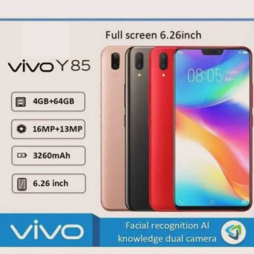 vivo Y85 4 GB RAM 64 GB ROM CHARGER BACK COVER WARRANTY AND BOX PACKED