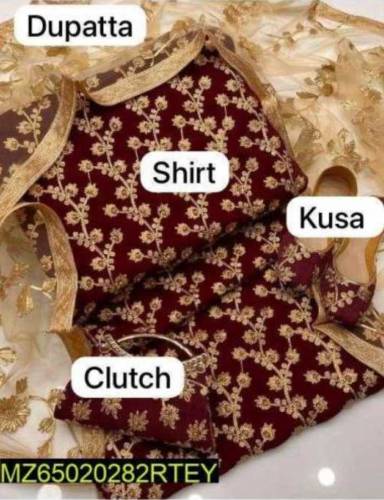 5pics women cloth Unstitched shaff Fancy Dress3