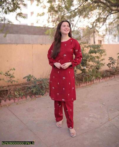 Trending Dress 2 peice Women stiched Fully emoridery (linen)