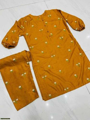 Trending Dress 2 peice Women stiched Fully emoridery (linen)