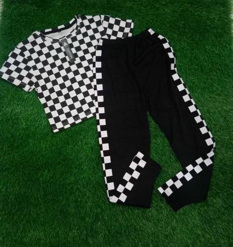 2 pc women's jursy printed suit 