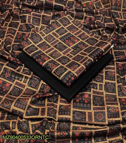 2 Pcs Women's Unstitched Lawn Printed Suit