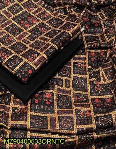 2 Pcs Women's Unstitched Lawn Printed Suit