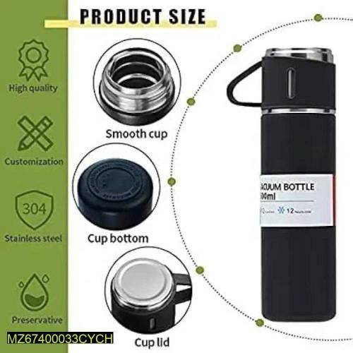 Vacuum Flask Set With 3 Cups, 500Ml 