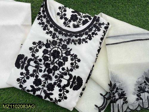 3 pcs womens stitched organza suit