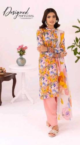 guljee floral lawn 3 piece 