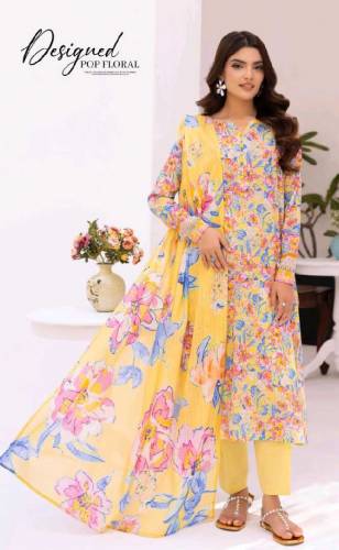 guljee floral lawn 3 piece 