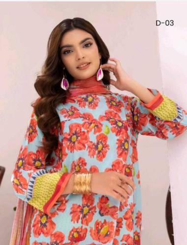 guljee floral lawn 3 piece 