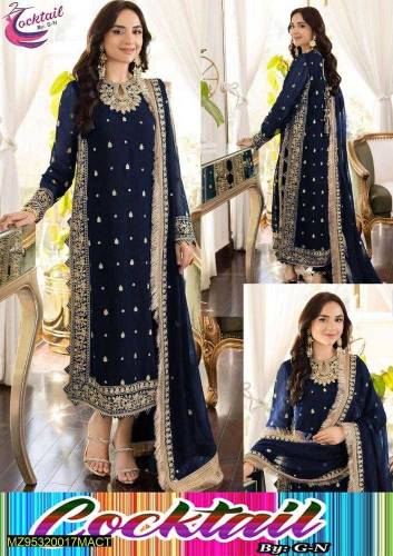3 pcs womens stiched  crinkel  shiffoon embroided  suit