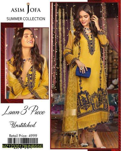 3 pc women Unstitched lawn and embroidery suits 
