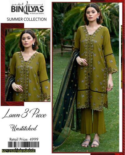 3 pc women Unstitched lawn and embroidery suits 