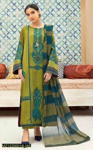 3 pc women Unstitched lawn and embroidery suits 