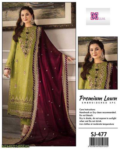 3 pc women Unstitched lawn and embroidery suits 