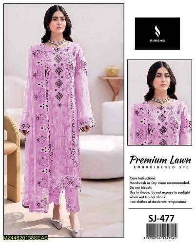 3 pc women Unstitched lawn and embroidery suits 