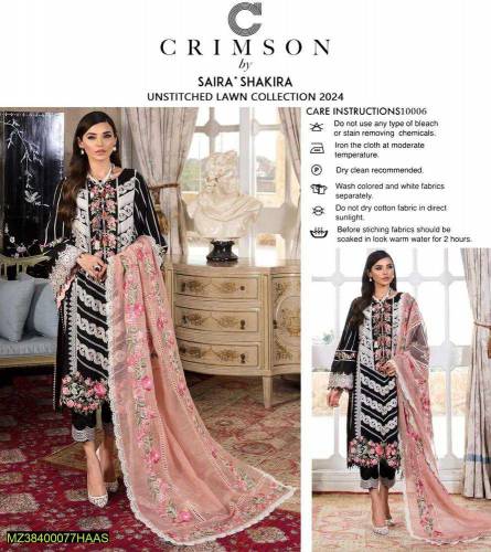 3 pc women Unstitched lawn and embroidery suits 