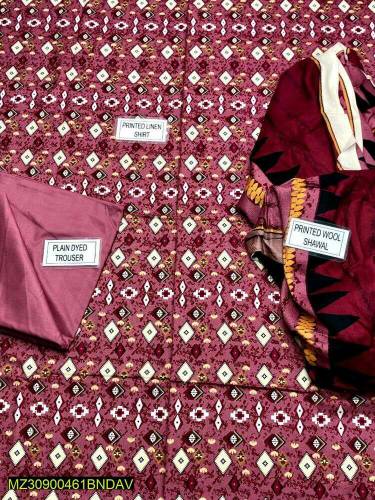 =>Price Drop⬇3 Pc Women Unstitched Linen Printed Suit👘