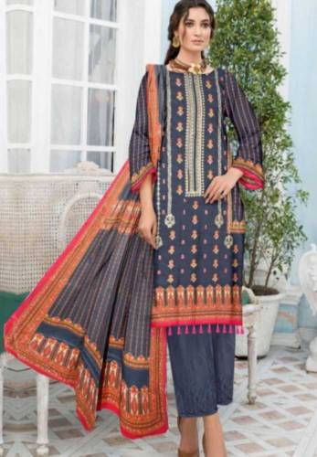 3 pic women's unstitched linen printed suit 