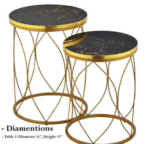 Wooden And Iron Nesting Tables Set of 2