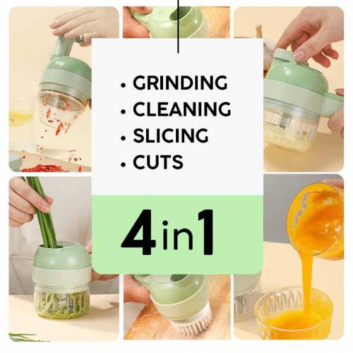 4 In 1 Portable Electric Vegetable Cutter Set Vegetable Chopper 