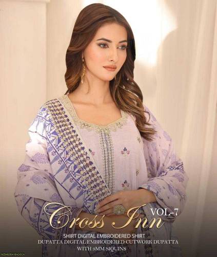 3 pcs women's unstitched lawn embroidered suit 