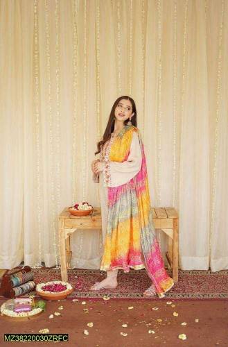3 pcs women's unstitched lawn embroidered suit 