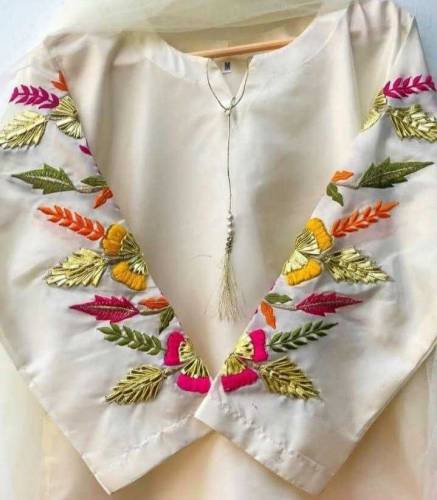 3Pcs Women Stitched Katan skill Embroidered Suit