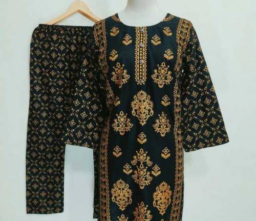 2 pcs women's Stitched lawn suit