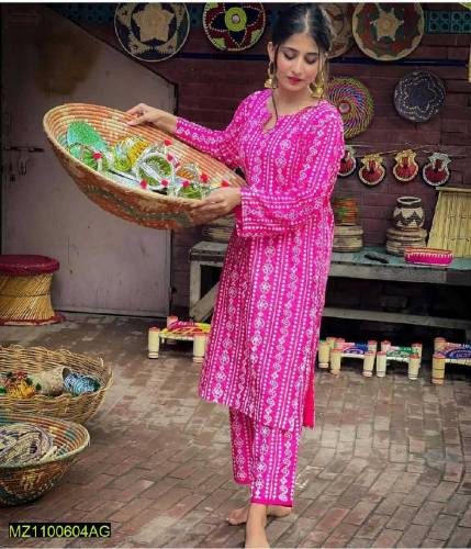 Two Piece Digital Printed Arabic lawn Chunari Suit