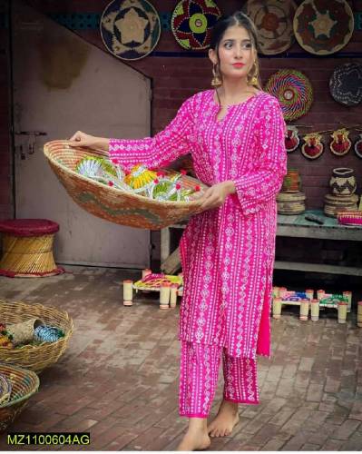 Two Piece Digital Printed Arabic lawn Chunari Suit