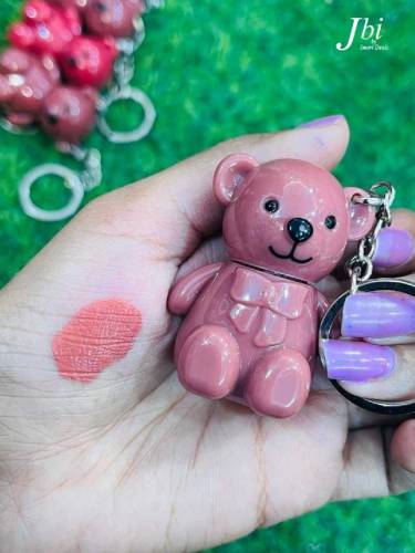 bear key chain matte lip gloss set pack of 6(korean)attractive shades