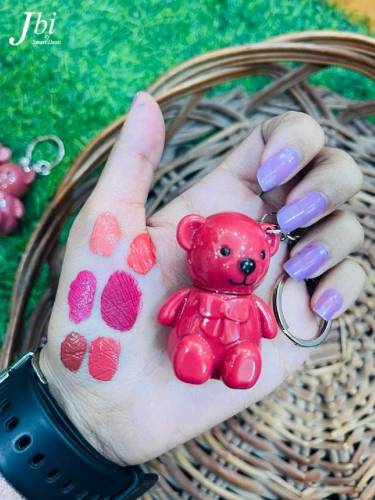 bear key chain matte lip gloss set pack of 6(korean)attractive shades