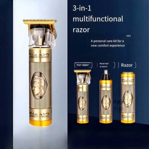3-In-1 Vintage Grooming Set USB Rechargeable Multi-Functional Hair Cli