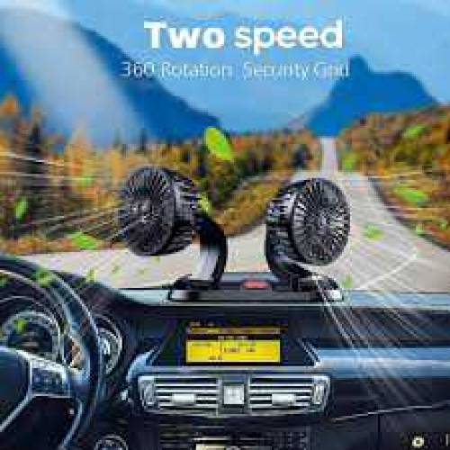 Long Neck fan for car universal 12v Doubble Headed 360 Degree Rotation