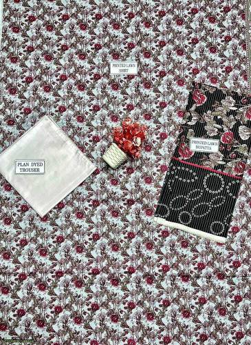 3 Pcs Womens Unstitched Lawn Digital Printed Suit.