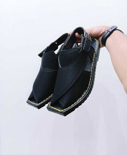 Men's handmade new Peshawari chappal black 