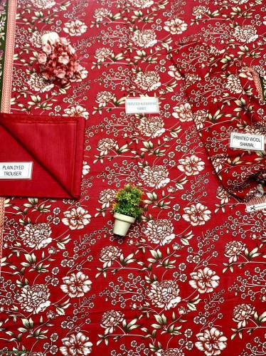 •  Fabric: Khaddar•  Shirt: Printed•  Trouser: Plain•  Dupatta: Printe