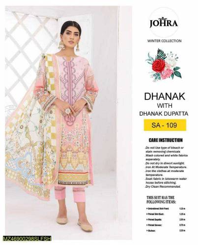 this is 3pieces unstiched dhank embroidered suit