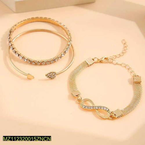 3 PCS TRENDY RHINESTONE BRACELETS
