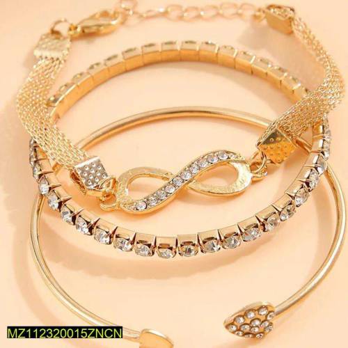 3 PCS TRENDY RHINESTONE BRACELETS