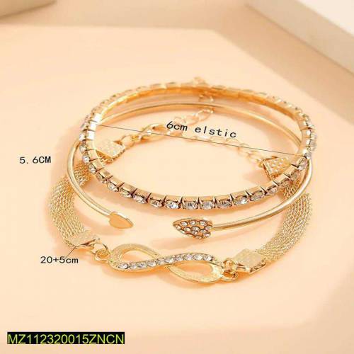 3 PCS TRENDY RHINESTONE BRACELETS