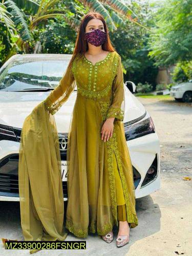3pcs woman's stitched embroidered Indian maxi