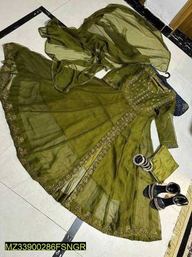3pcs woman's stitched embroidered Indian maxi