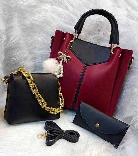 Women's PU Leather Plain Top Handle Shoulder Handbags