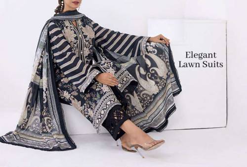 Black & White Monochrome 3pcs Airjet Digital Printed Lawn Collection
