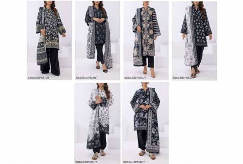 Black & White Monochrome 3pcs Airjet Digital Printed Lawn Collection